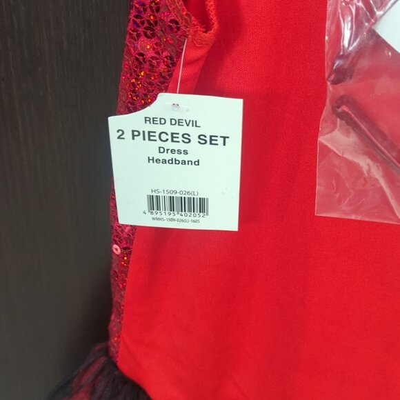 Kids Deluxe Red Devil Costume With Headband - Size Large 10-12 NWT - Picture 5 of 5